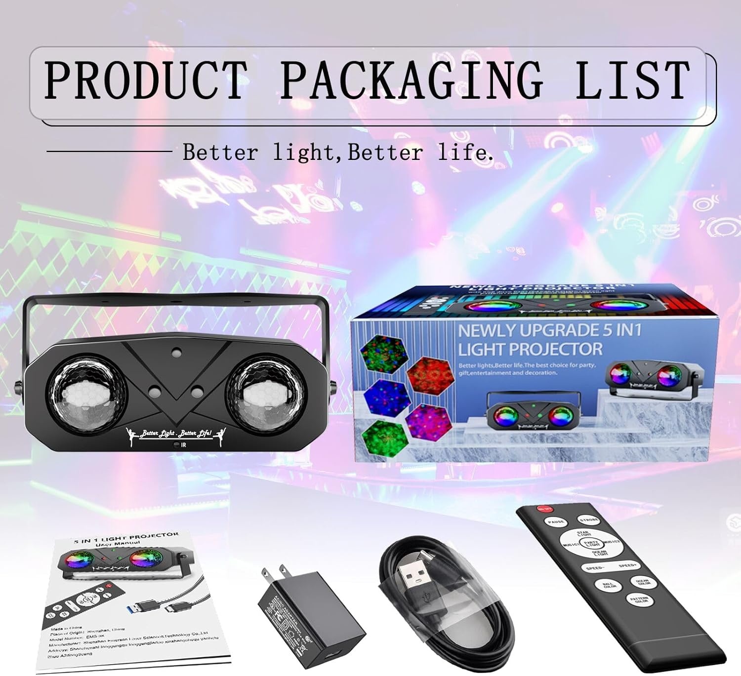 image:imageParty Lights Dj Disco Lights Mini Strobe Stage Light Lighting Accessories Laser Llights Projector with Remote Control for Parties Bar Birthday Holiday Event Live Show Xmas Decorations LightsBLACK 02