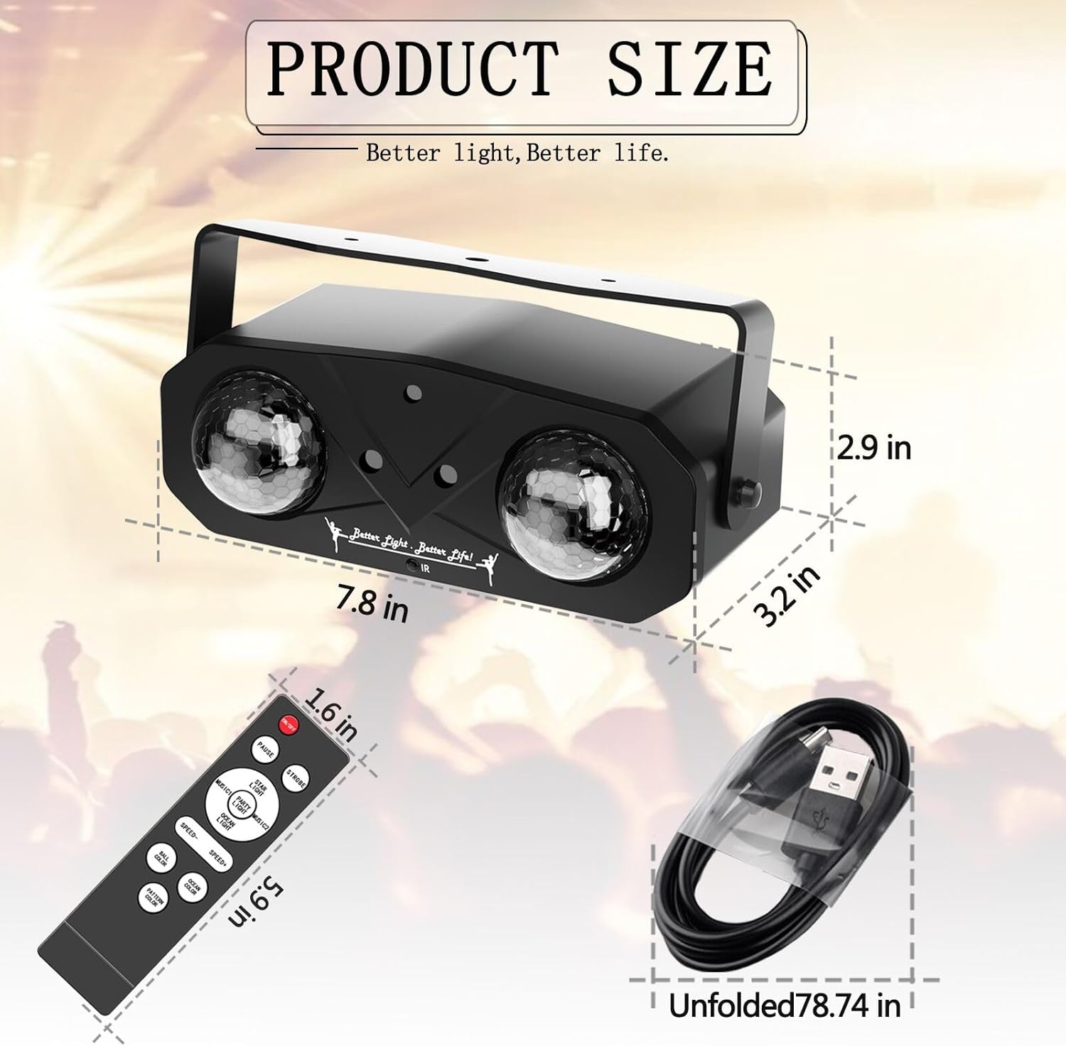 image:imageParty Lights Dj Disco Lights Mini Strobe Stage Light Lighting Accessories Laser Llights Projector with Remote Control for Parties Bar Birthday Holiday Event Live Show Xmas Decorations LightsBLACK 02