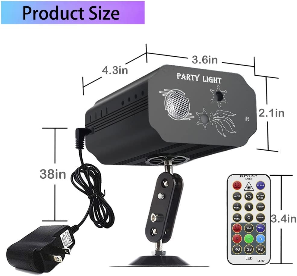 image:imageParty Lights Dj Disco Lights Mini Strobe Stage Light Lighting Accessories Laser Llights Projector with Remote Control for Parties Bar Birthday Holiday Event Live Show Xmas Decorations LightsBLACK 01